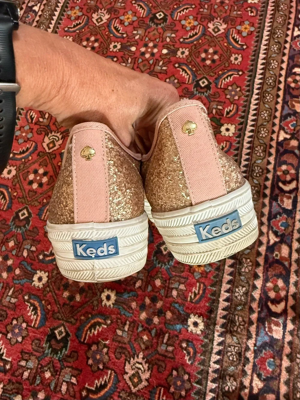 Kate Spade Keds Glitter Low-Top Sneakers in Rose Gold